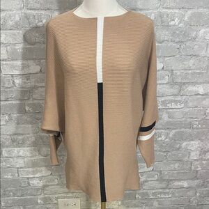 Northern Angel Dolman Sleeve Tan Sweater with Black and White Accents
